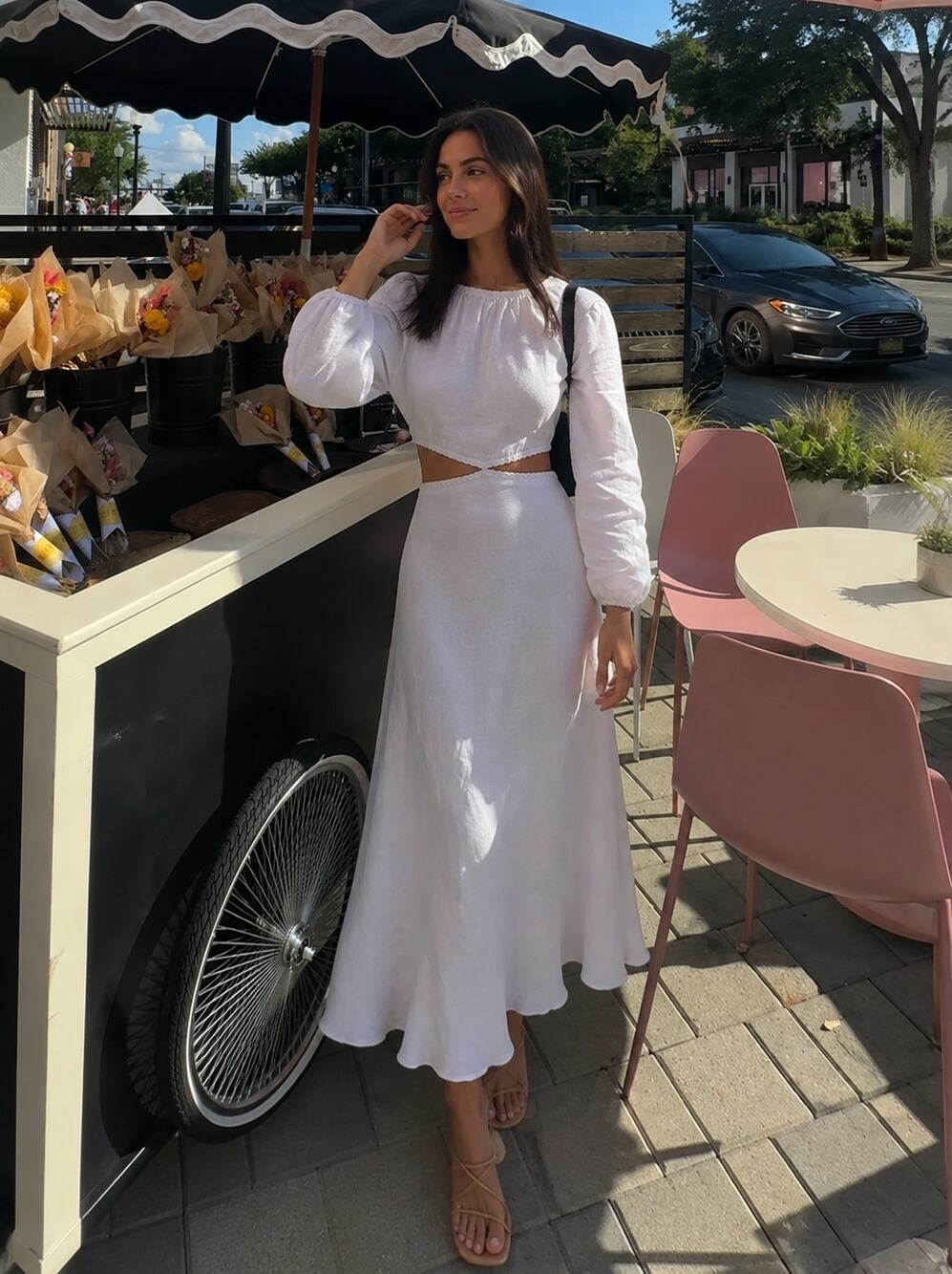 Bec & Bridge Linen Cut Out Dress